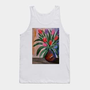 Tulips in a bronze and blue vase Tank Top